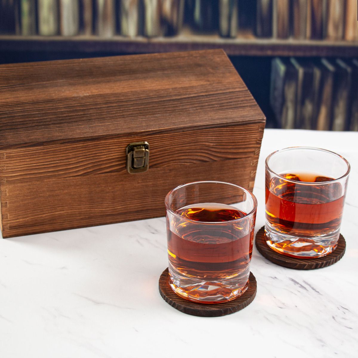 Phi Gamma Delta Custom Engraved Personalized Whiskey Glasses In Wood Gift Box