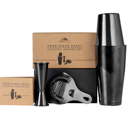 Black Cocktail Shaker Set (4-Piece)