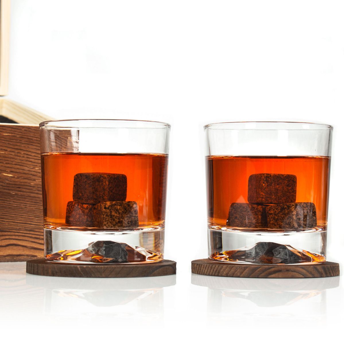 Phi Gamma Delta Custom Engraved Personalized Whiskey Glasses In Wood Gift Box