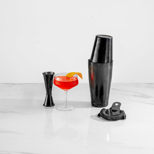 Black Cocktail Shaker Set (4-Piece)
