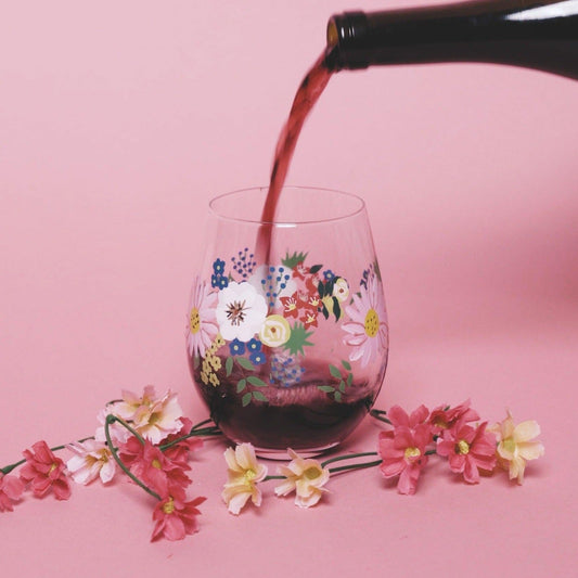Painted Floral Stemless Glasses