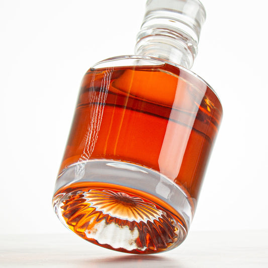 Round Decanter Sun Burst Design with Rocks Glasses