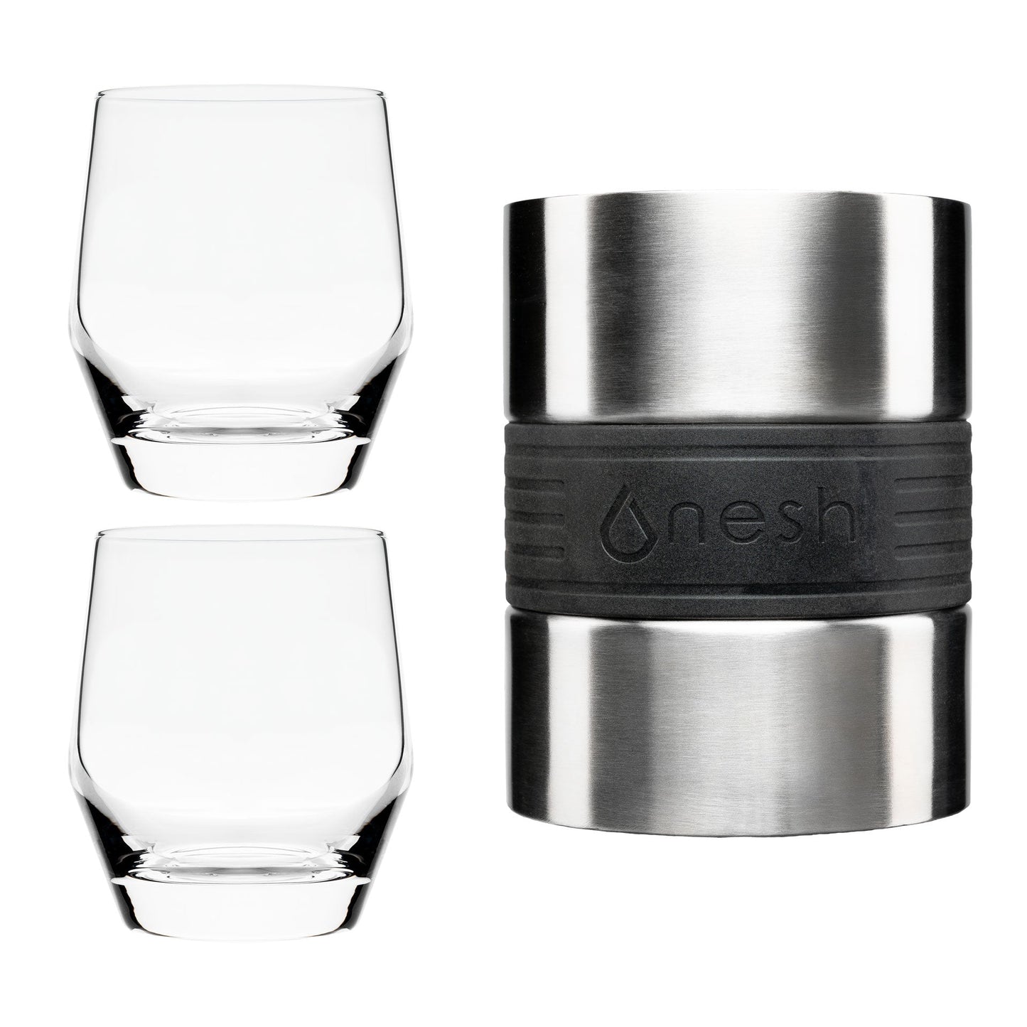 Nesh Whiskey Chiller and Heavy Base Tumbler Set