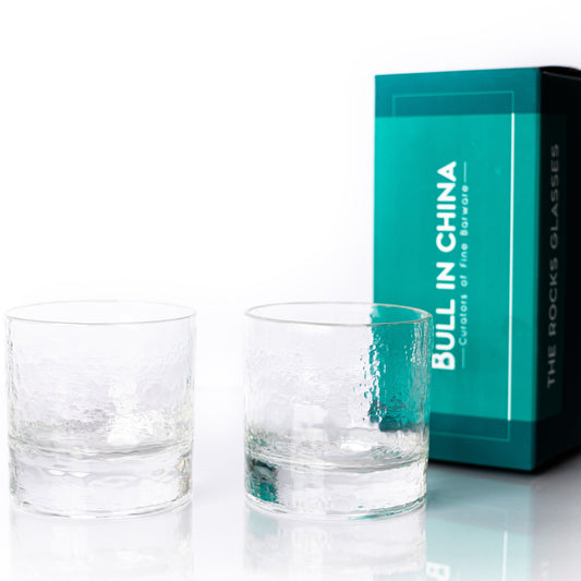 Handblown Crystal Rocks Glasses | Made in USA | Set of 2