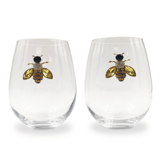 Jeweled Bee Wine Glasses
