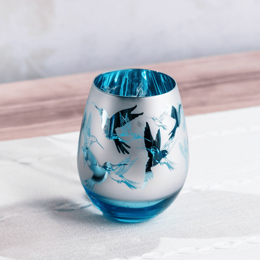Blue Hummingbird Stemless Glasses
