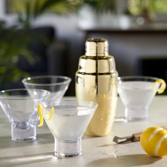 Raye Heavy Base Crystal Stemless Martini Glasses Set of 4