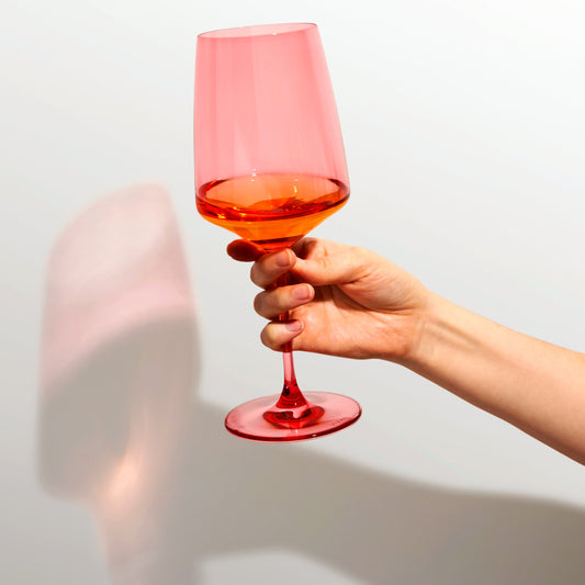 Reserve Nouveau Crystal Wine Glasses in Pomelo, Set of 2