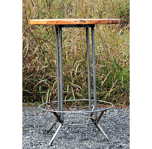 Bar Height Table Round - Pub Table With Foot Rest - Pub table bar height with design - Reclaimed wood bar height table