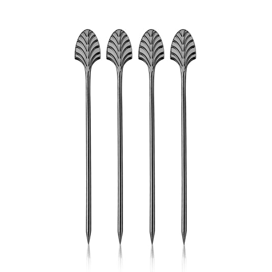 Art Deco Cocktail Picks in Gunmetal Set of 4