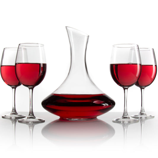 Slanted 64oz Wine Decanter - With Optional Glasses