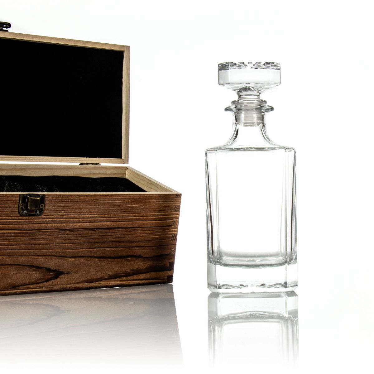 Custom Wood Box With Classic Decanter - Add Your Logo Here - Add Your Brand Name - Add Your Design