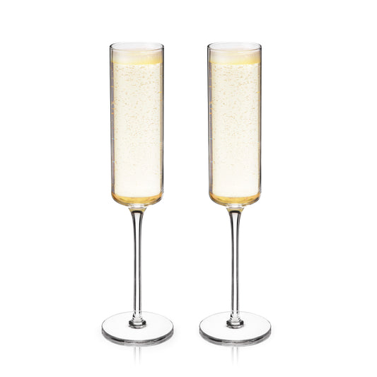 Laurel Crystal Champagne Flutes Set of 2