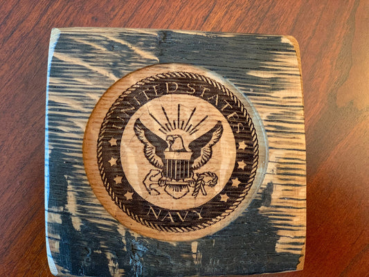 Navy bourbon barrel stave coasters-set of 4