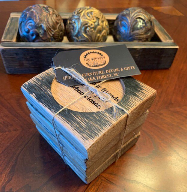 Army logo bourbon barrel stave coaster set of 4