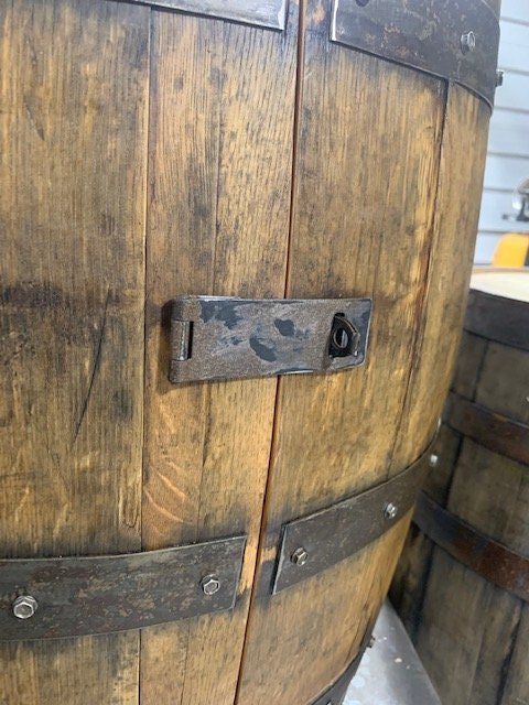 Top Seller- Bourbon Barrel Cabinet with multicolor LED's -engraving available- loaded with unique features
