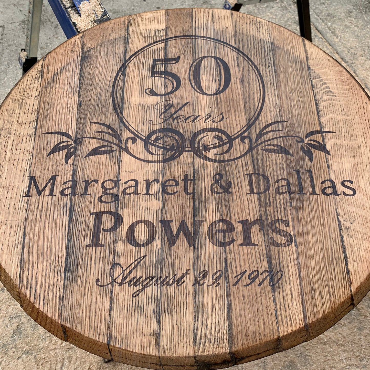 Custom engraved bourbon barrel head sign- Custom design work!