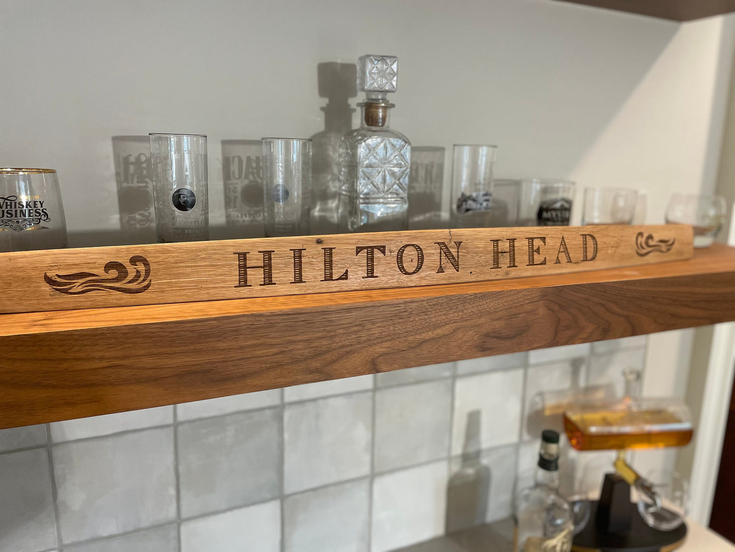 Custom Laser Engraved Beach House Bourbon Barrel Staves