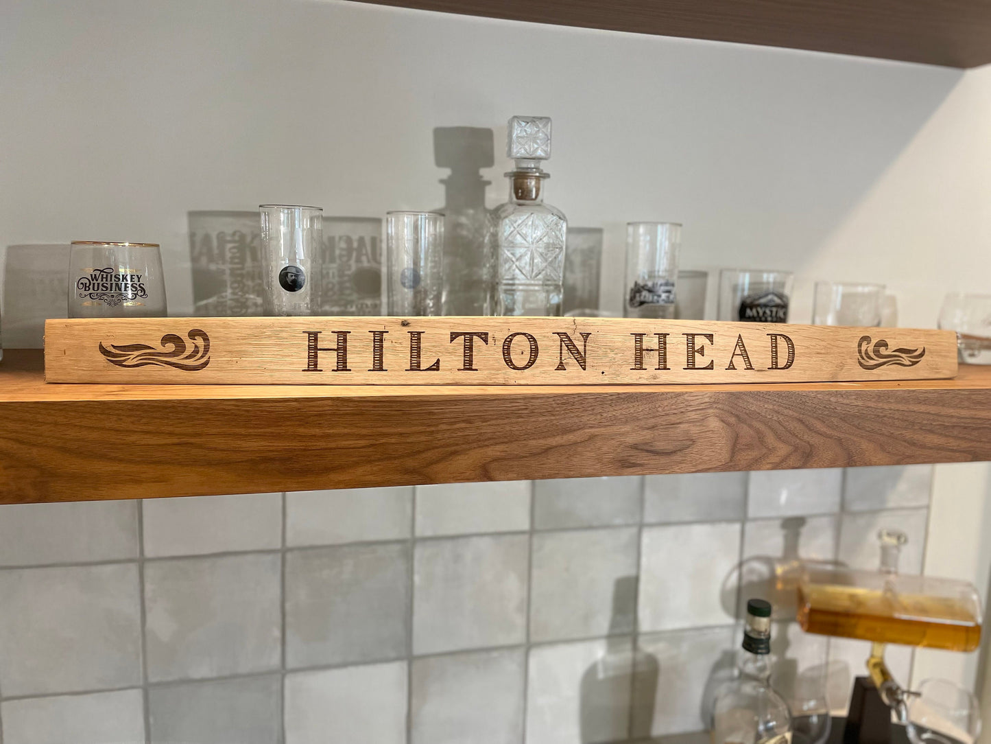 Custom Laser Engraved Beach House Bourbon Barrel Staves