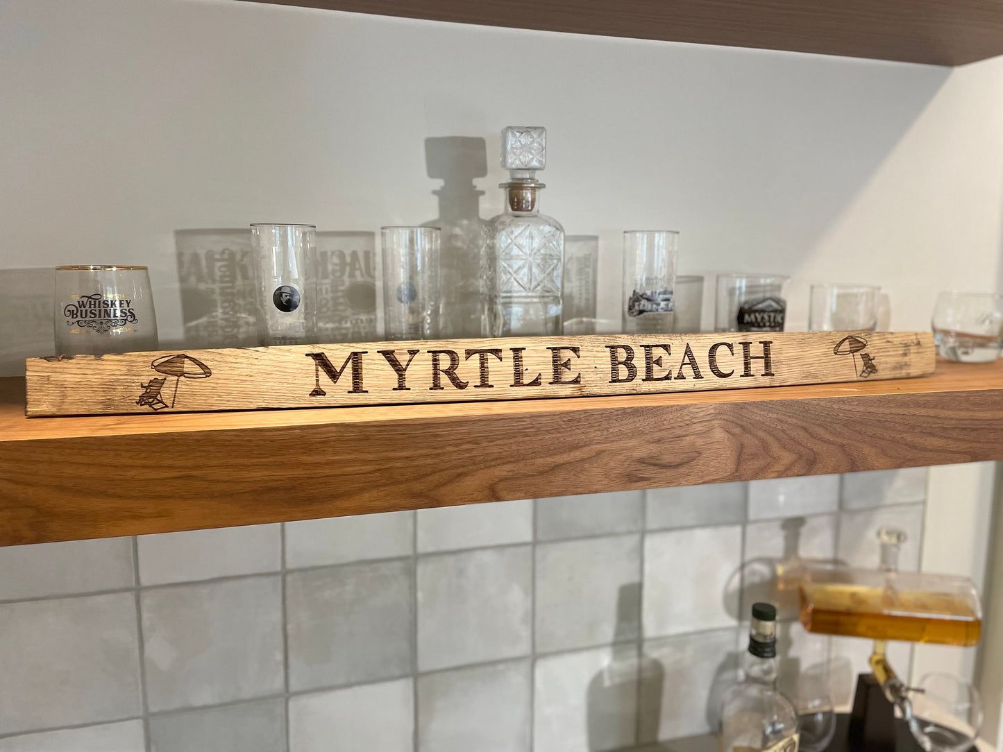 Custom Laser Engraved Beach House Bourbon Barrel Staves