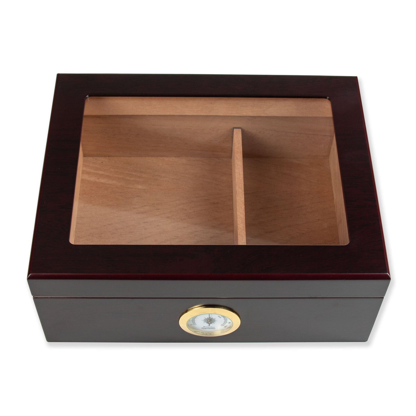 Premium Cigar Wood Box with Glass Top - Elegant Cigar Storage Solution