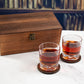 Phi Gamma Delta Custom Engraved Personalized Whiskey Glasses In Wood Gift Box
