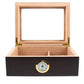 Premium Cigar Wood Box with Glass Top - Elegant Cigar Storage Solution