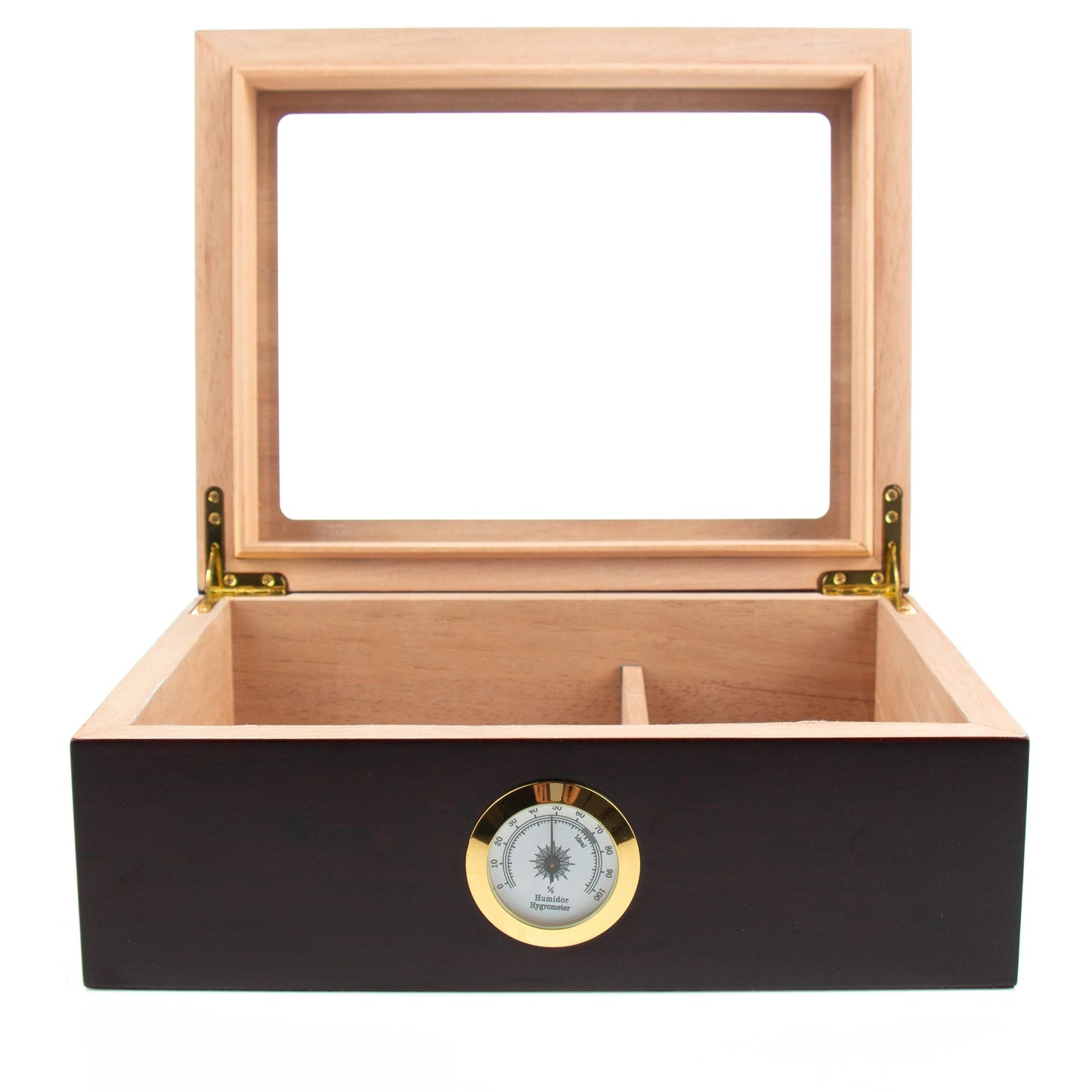 Premium Cigar Wood Box with Glass Top - Elegant Cigar Storage Solution