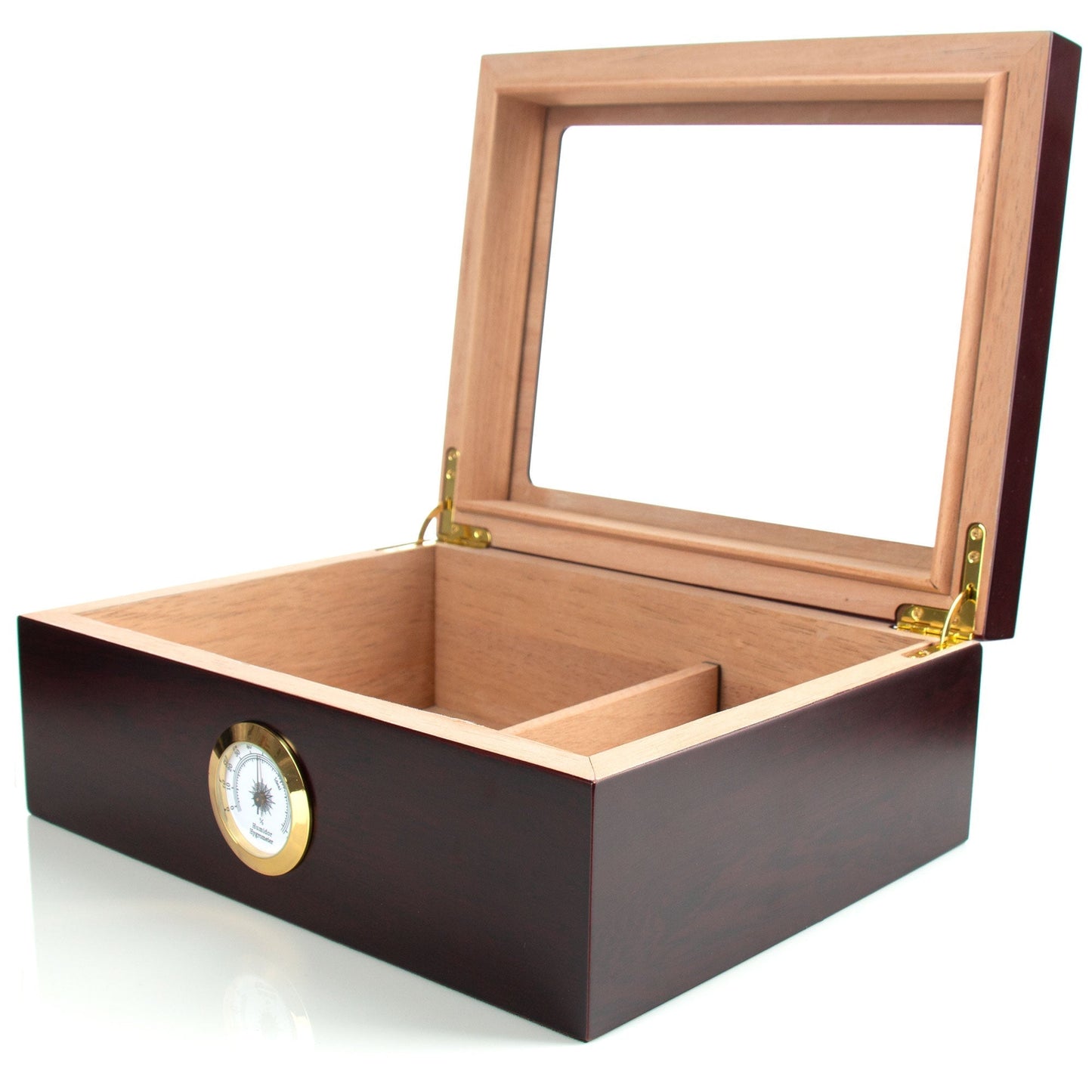 Premium Cigar Wood Box with Glass Top - Elegant Cigar Storage Solution