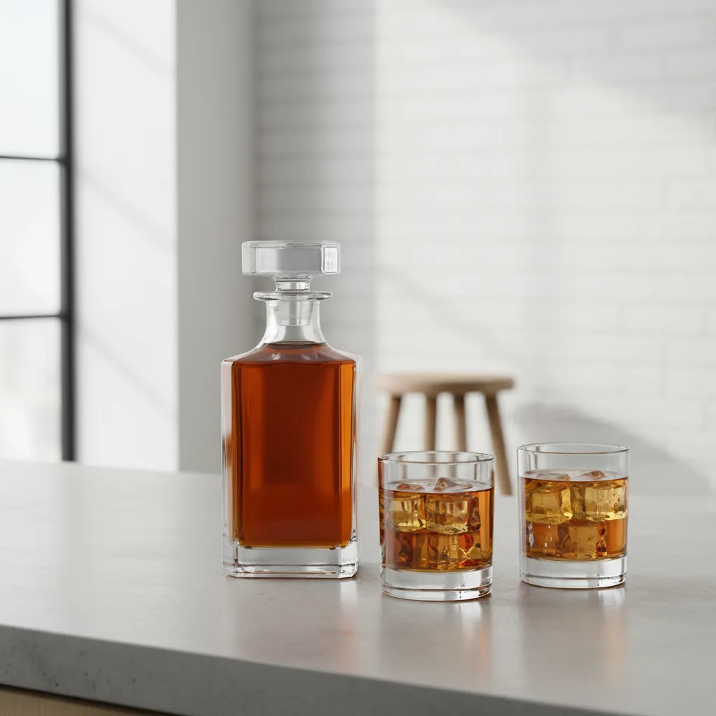 Classic Decanter Set with Old Fashion Rocks Glasses