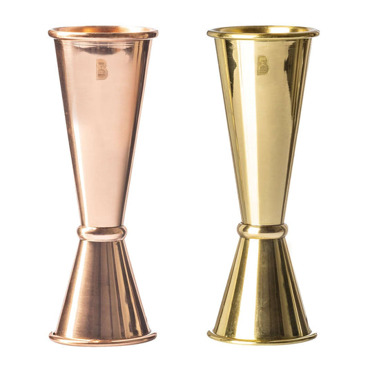 100% Copper and 100% Brass Japanese-style Jiggers | Precision Cocktail Measuring