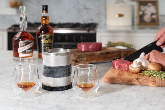 Nesh Whiskey Chiller and Double Wall Glass Tumbler Set