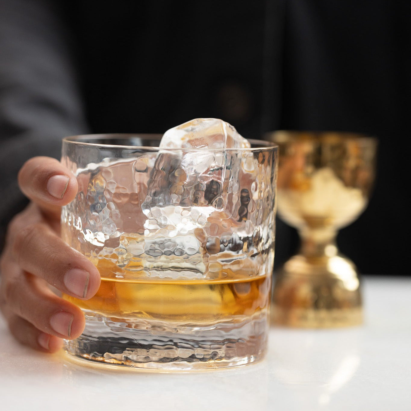 Handblown Crystal Rocks Glasses | Made in USA | Set of 2