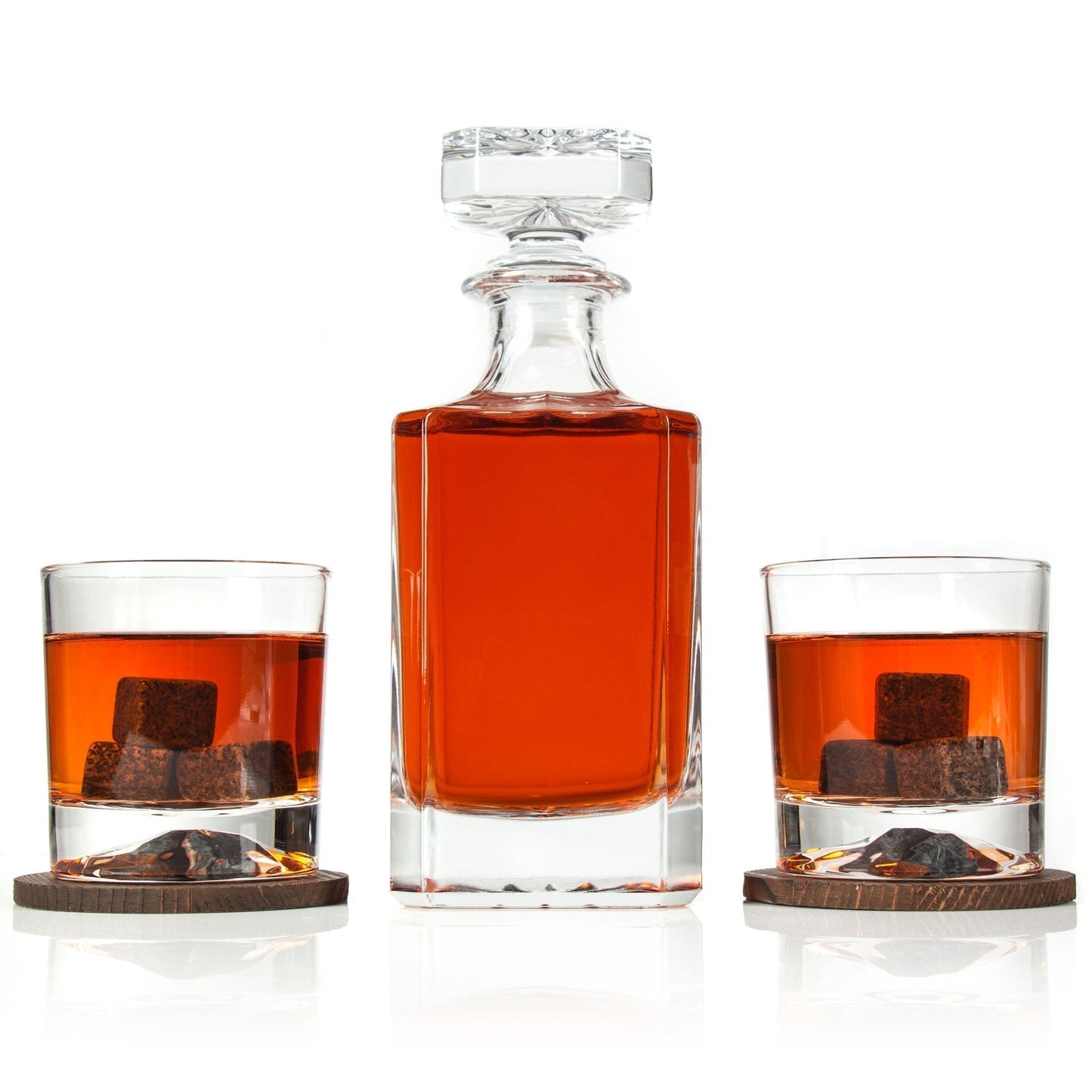 Engraved Sigma Tau Gamma - Personalized Whiskey Decanter Set In Wood Gift Box