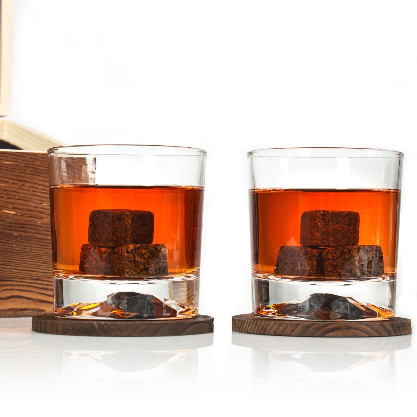 Whiskey Glass Set in Gift Wood Box