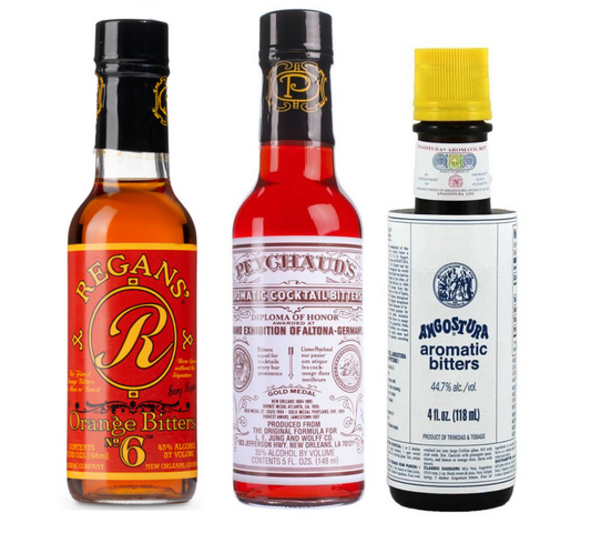 Bitters Triple Play - Angostura 4 oz, Regans 5 oz, Peychauds 5 oz
