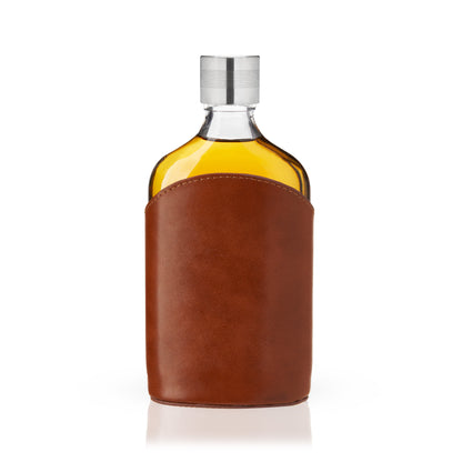 Parker Leather-Wrapped Glass Flask