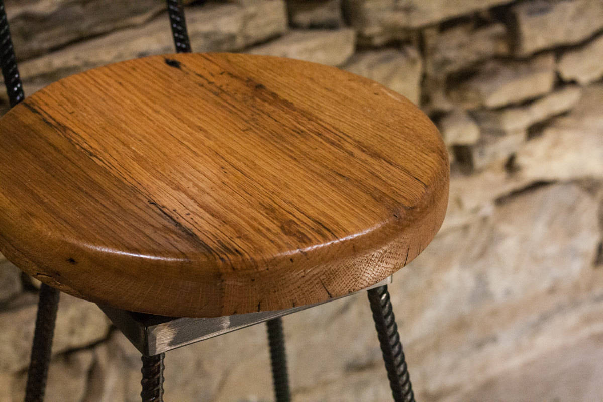 Swiveling Industrial Bar Stools With Backs -THE SULLY- Counter Height Wooden Bar Stools, Vintage Rustic Bar Stools For Island