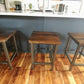 Square counter height bar stool -RIGHT PROPER - Industrial counter stools reclaimed wood - Kitchen island bar stools backless Danish modern