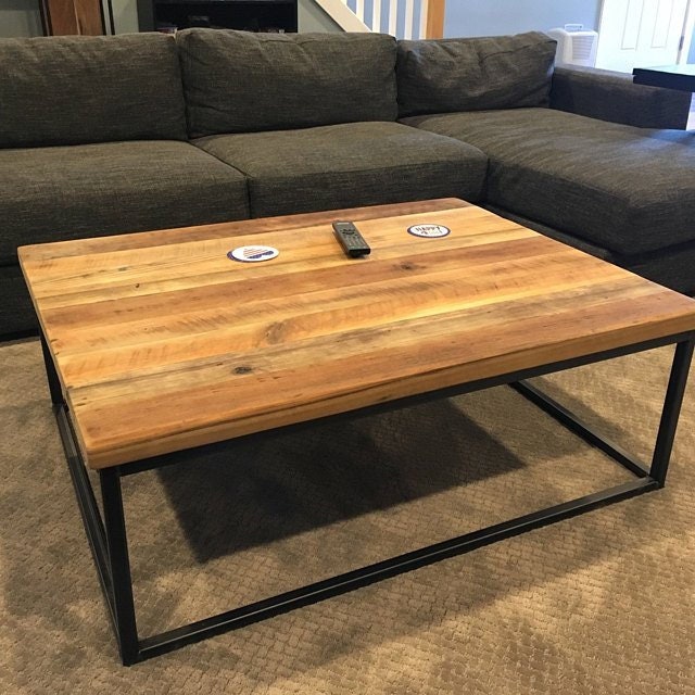 Square coffee table extra large - Wood coffee table rustic modern - Reclaimed wood coffee table - Living room furniture