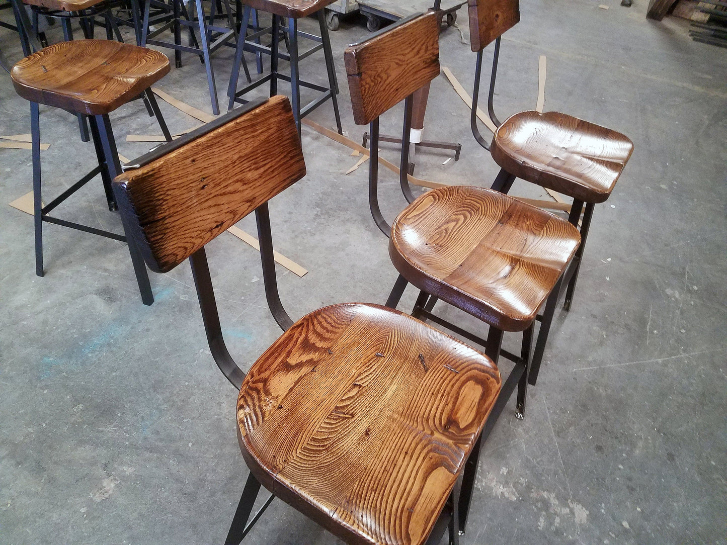 Set of 4 Bar Stools Counter Height, Bar Stools With Backs, Scooped Seat Brewster Stools, Counter Stools, Reclaimed Bar Stool, Man Cave Decor