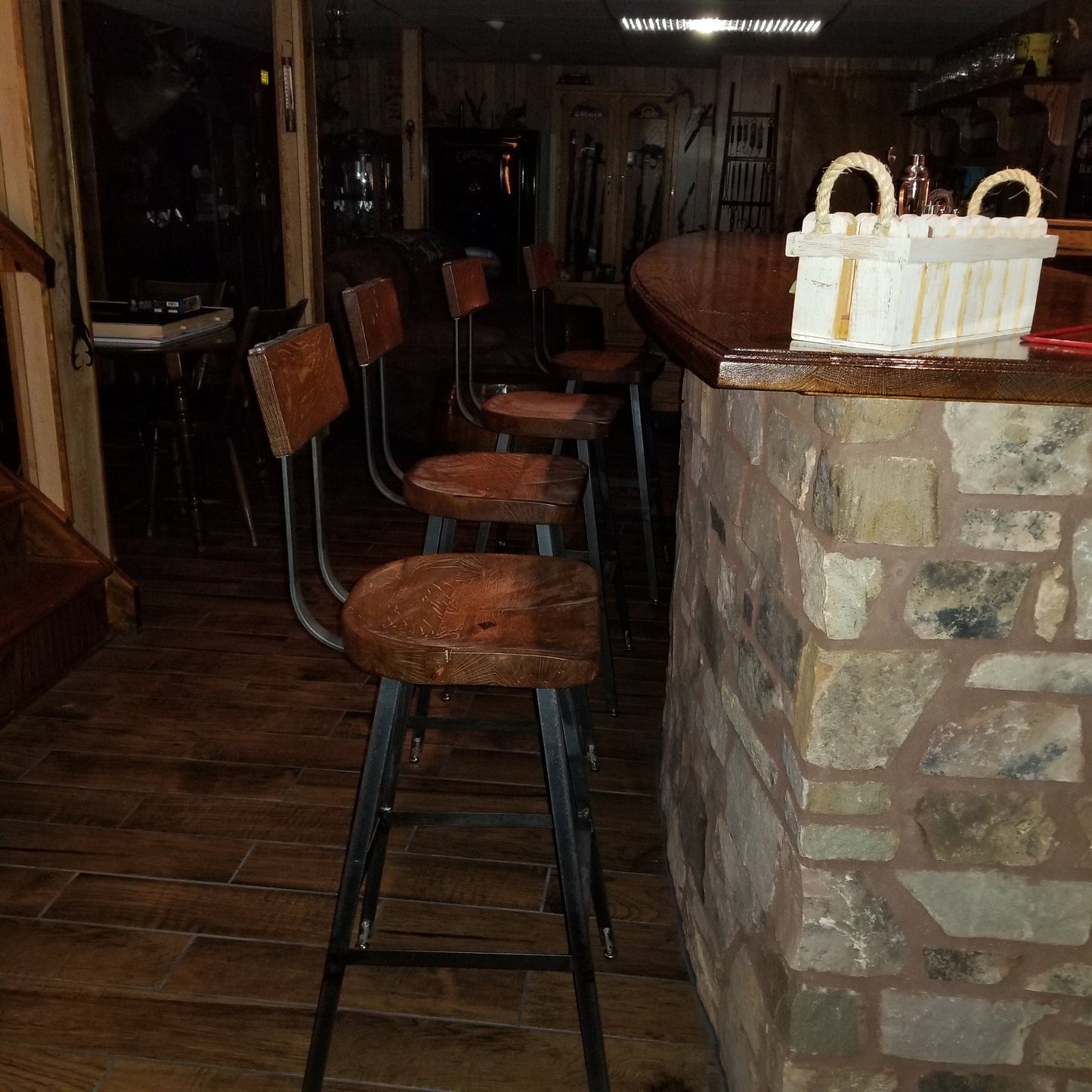 Set of 4 Bar Stools Counter Height, Bar Stools With Backs, Scooped Seat Brewster Stools, Counter Stools, Reclaimed Bar Stool, Man Cave Decor