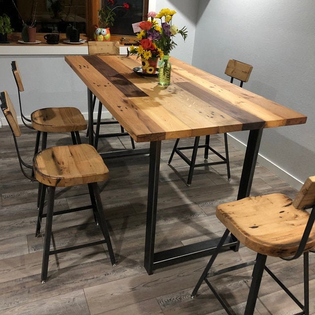 Set of 4 Bar Stools Counter Height, Bar Stools With Backs, Scooped Seat Brewster Stools, Counter Stools, Reclaimed Bar Stool, Man Cave Decor