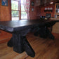 Massive Thick Plank Timber Trestle Table, Cabin Furniture, Wood Dining Table, Timber Table, Farm Table, Barn Wood Table