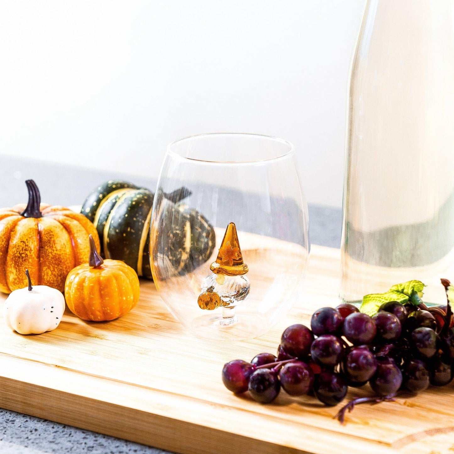 3D Thanksgiving Gnome Stemless Glass