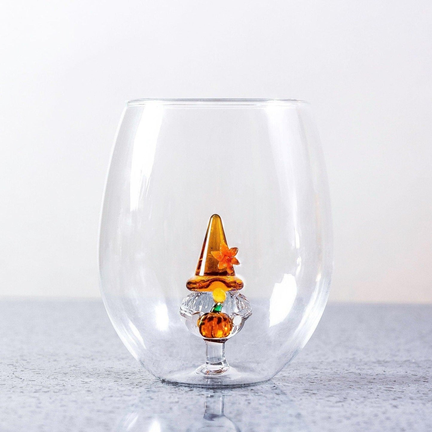 3D Thanksgiving Gnome Stemless Glass