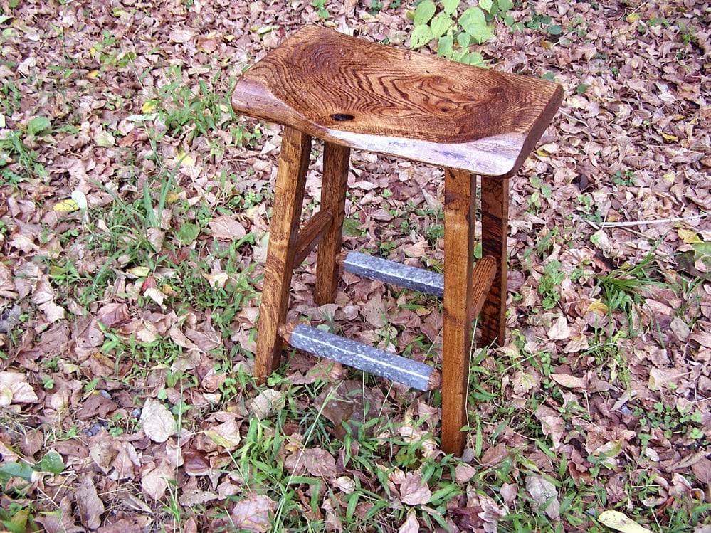 Counter Height Stool, Live Edge Stool, Reclaimed Wood Bar Stools, Oak Bar Stools, Dining Stools