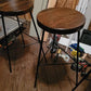 Counter Stools, Bar Stools Counter Height, Backless Bar Stools, Vintage Factory Stools, Industrial Wood Bar Stool With 3 Metal Legs, Danish