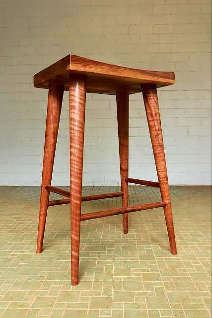 Mid Century Modern Walnut Counter Height Stool, Scandinavian Design Walnut Counter Stool, Counter Height Walnut Danish Modern Saddle Stool