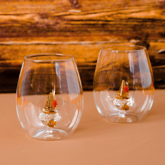 3D Thanksgiving Gnome Stemless Glass